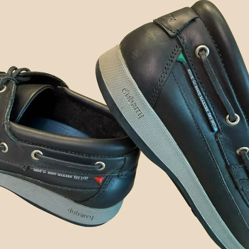 Dubarry of Ireland Mens Leather Deck Boat Shoes EU44 US10.5 Atlantic Navy Black